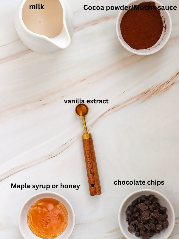 Ingredients-needed-for-making-a-Mocha-Hot-Chocolate-Starbucks-Recipe