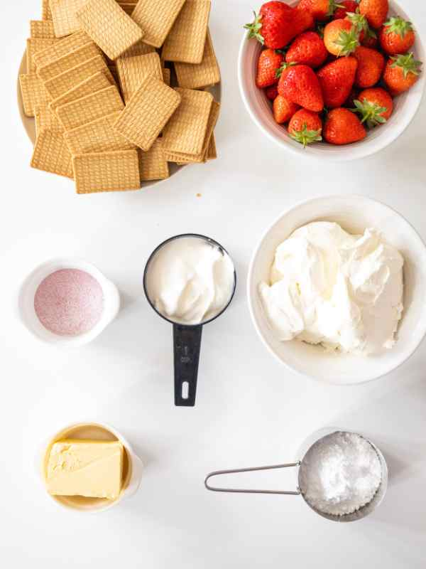 Ingredients-for-strawberry-no-bake-chessecake-recipe