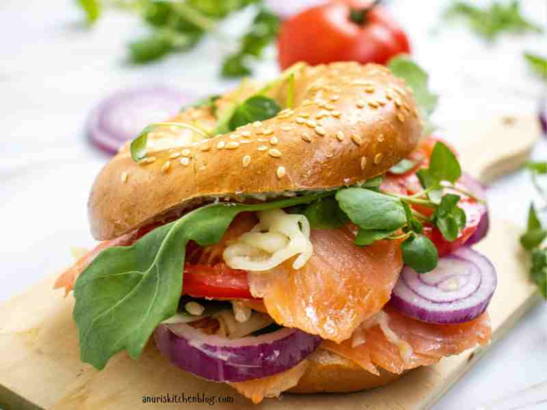 Smoked-Salmon-Bagel-with-Grated-Cheese