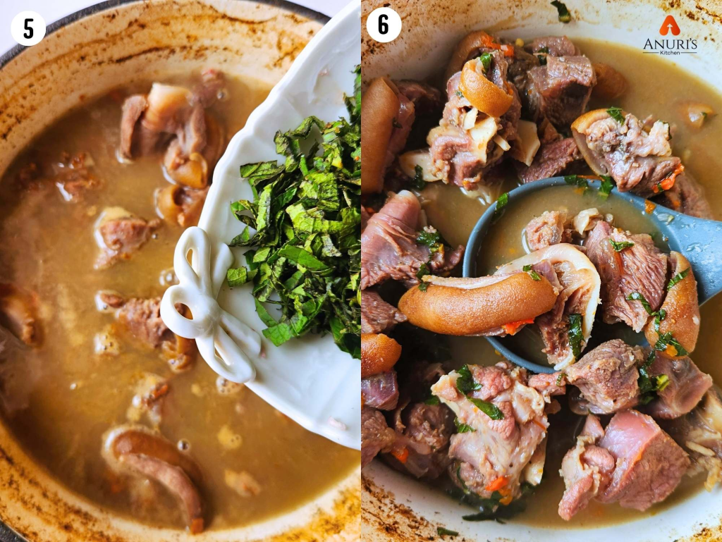 Goat meat pepper soup final steps