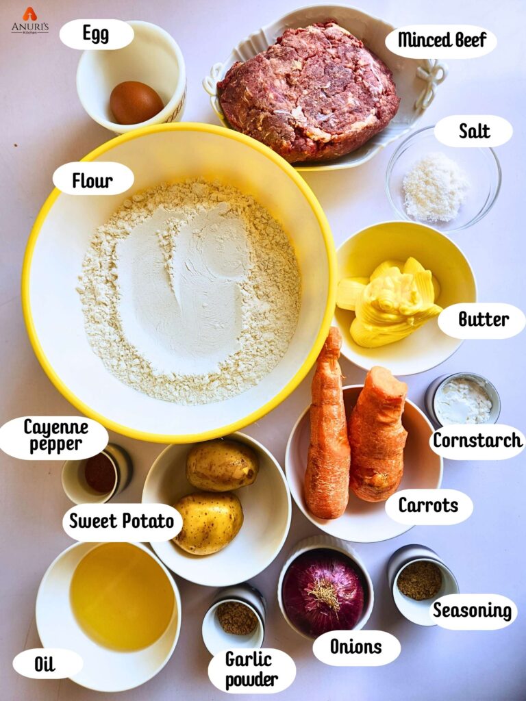 Meat pie ingredients properly listed and names attached