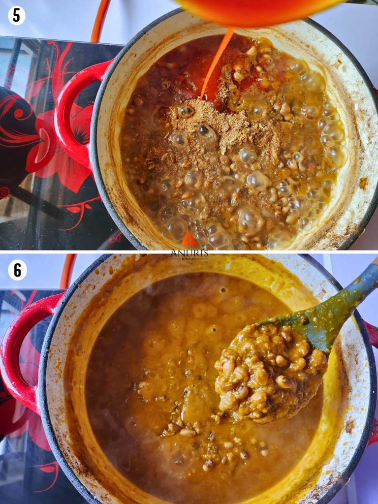 Beans porridge cooking on a pot