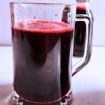 Zobo drink poured into a cup, ready to serve.