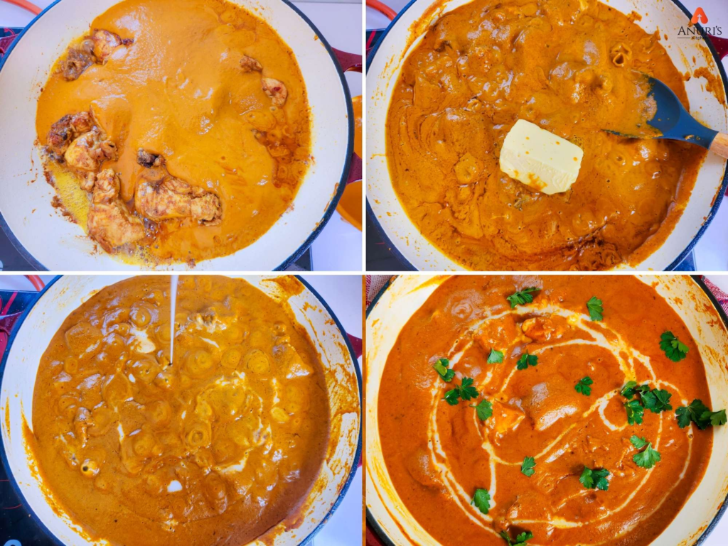 Final step of the craemy coconut chicken curry sauce