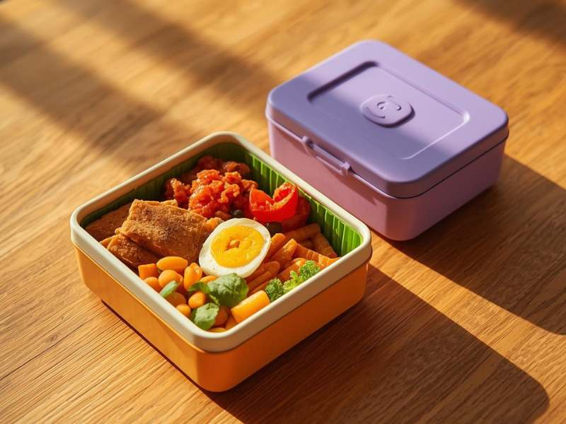 Bento box lunch box with fruits served in it