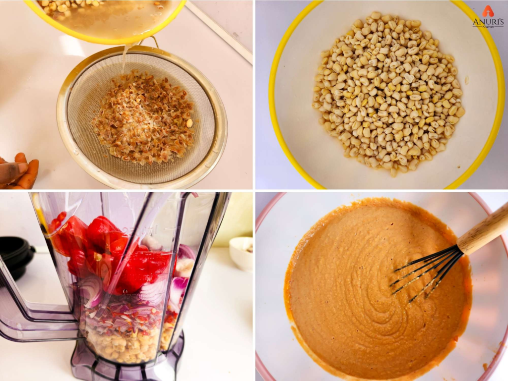 Blending all ingredients for moi moi