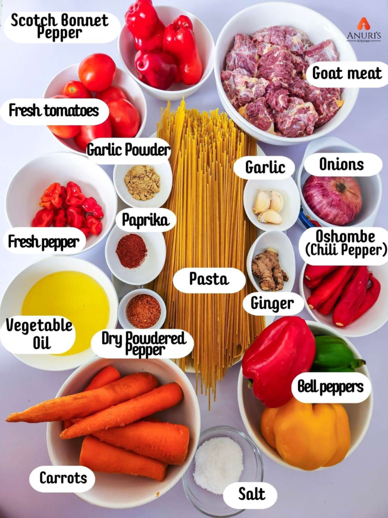 Stir fry pasta with beef ingredients