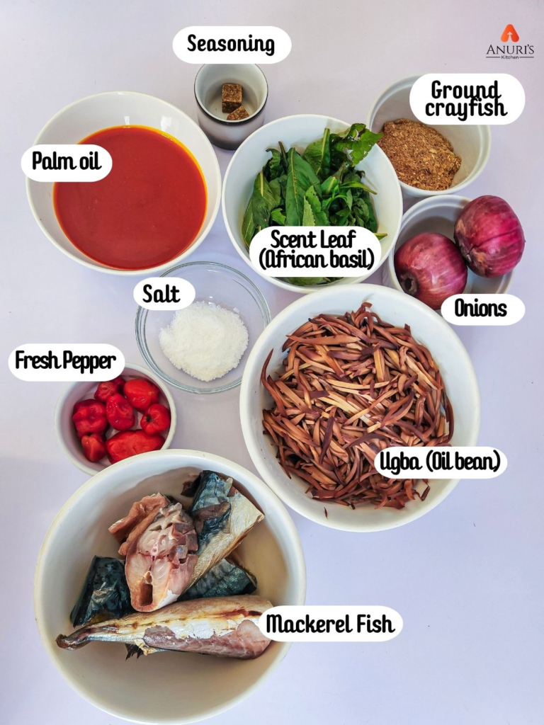 Ugba and fish sauce Ingredients